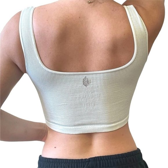 FREE PEOPLE HAPPINESS RUNS MINT GREEN SQUARE NECK CROP SZ: XS/S M/L NWOT - Picture 4 of 10